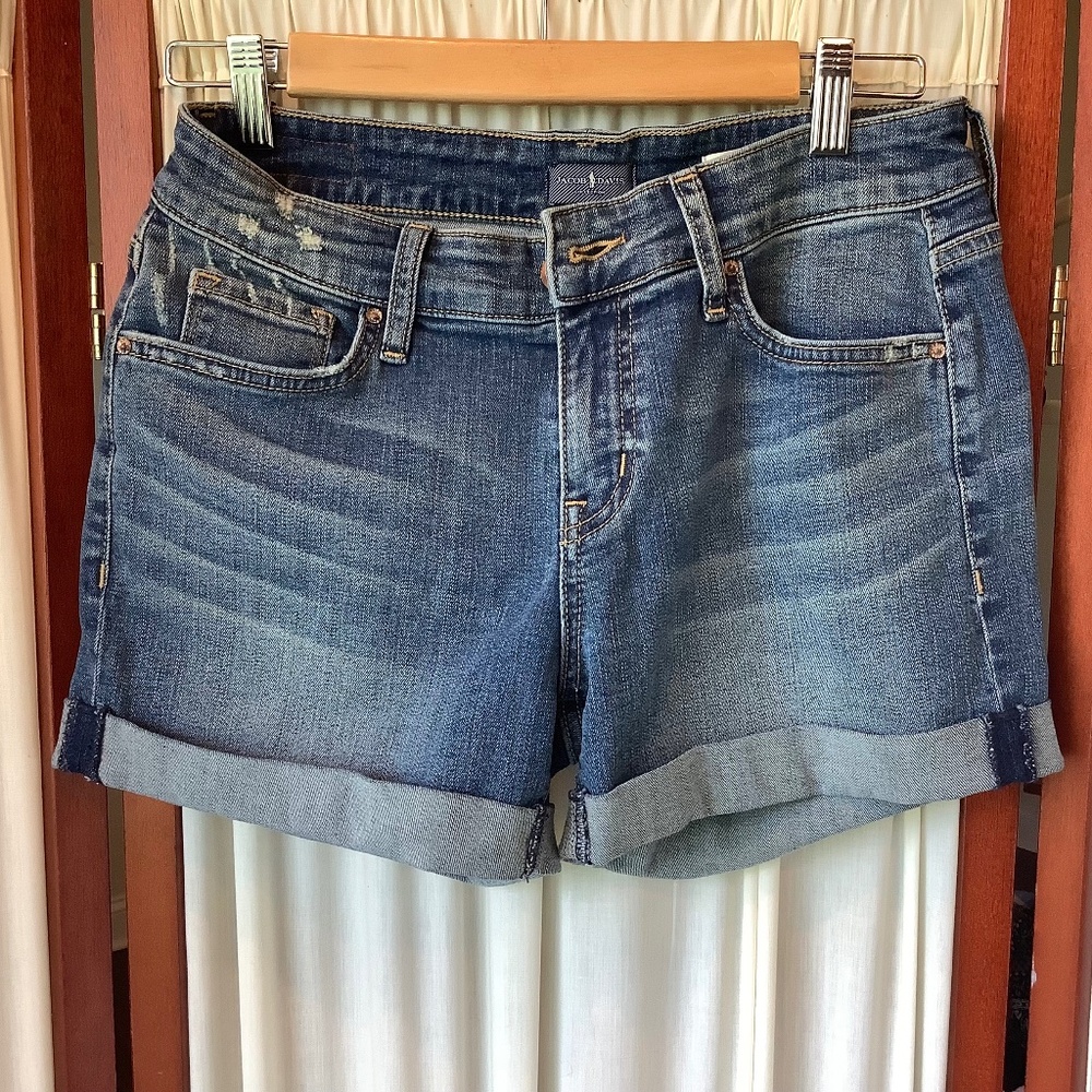 Jacob Davis Collection Uma Blue Denim Jean Shorts Cuffed Bottom Size 29